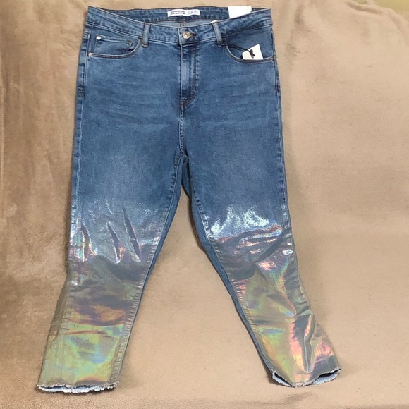 zara holographic jeans